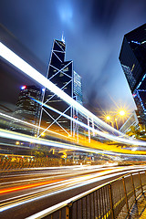 Image showing Traffic trail in Hong Kong city