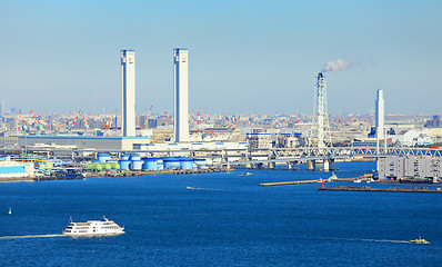 Image showing Industrial plant and seascape