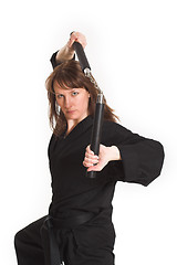 Image showing woman doing karate