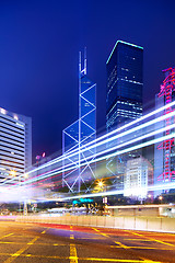 Image showing Hong Kong with traffic trail at night