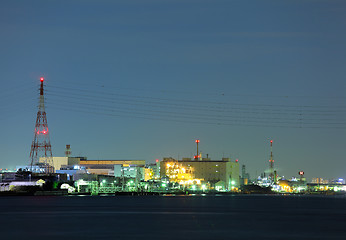 Image showing Industrial plant at night