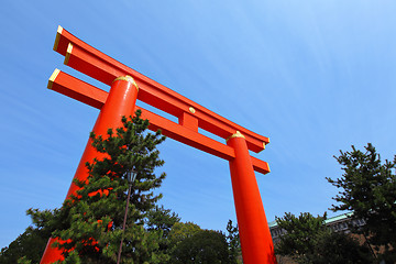 Image showing Japanese torii and blue sky