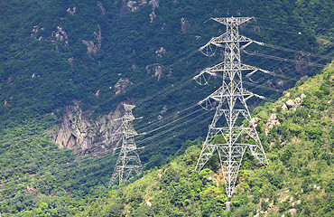 Image showing Powerline on mountain