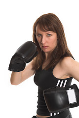 Image showing woman wearing karate gloves