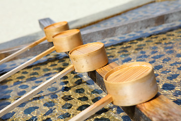 Image showing Bamboo ladle in japanese temple