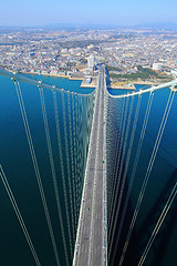 Image showing Akashi Kaikyo bridge viewing Kobe