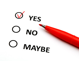 Image showing Yes or no check box