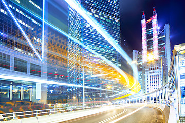 Image showing Busy traffic in Hong Kong at night