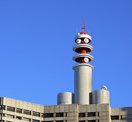 Image showing Broadcast tower on building