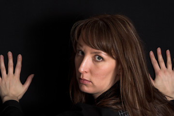 Image showing woman portrait on black backdrop