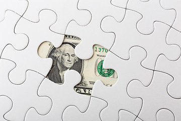 Image showing US dollar banknote and puzzle 