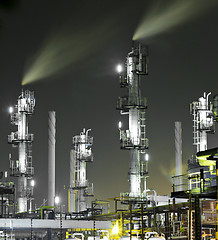 Image showing Industrial building at night