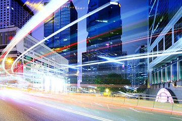 Image showing Busy traffic in Hong Kong at night