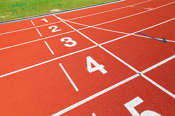 Image showing Sport running track in red