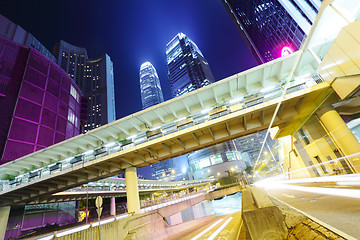 Image showing Busy traffic in Hong Kong at night