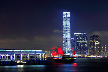 Image showing Kowloon side in Hong Kong at night