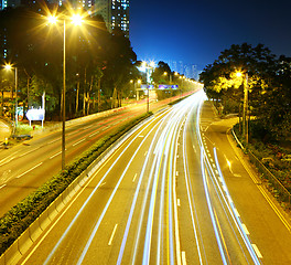 Image showing Highway with traffic trail at night