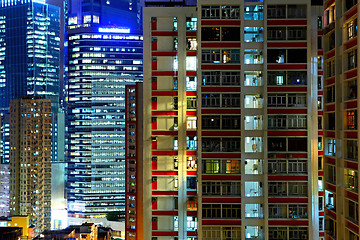 Image showing Hong Kong apartment block at night