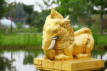 Image showing Golden elephant statue