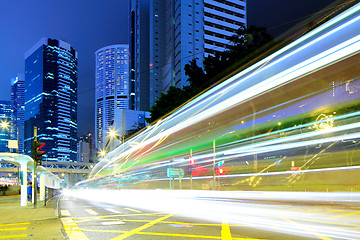 Image showing Traffic in Hong Kong at night