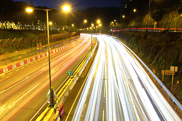 Image showing Traffic trail on highway