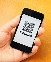 Image showing QR code on mobile display