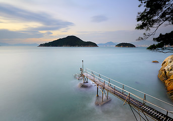 Image showing Seascape and wooden jetty