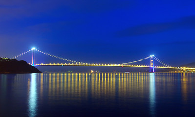 Image showing Tsing ma suspension bridge in Hong Kong