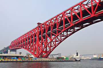 Image showing Red bridge in Osaka