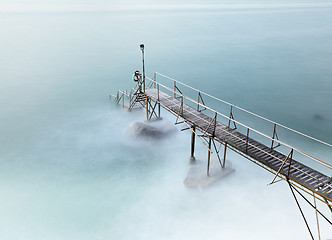 Image showing Wooden jetty and seascape