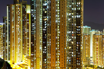 Image showing Public housing in Hong Kong at night