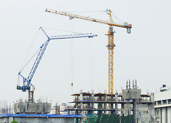 Image showing Construction site with crane