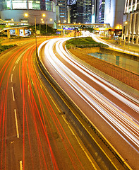 Image showing Highway in Hong Kong at night