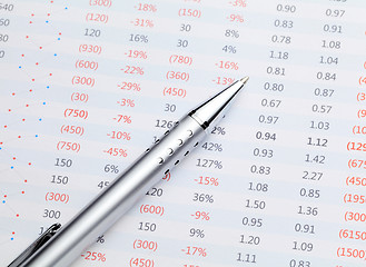 Image showing Data spreadsheet and pen