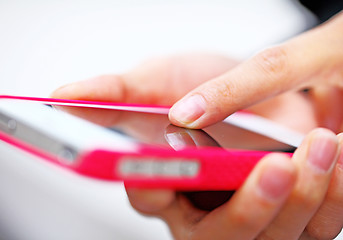 Image showing Woman hand using mobile phone