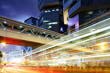 Image showing Hong Kong downtown with car light