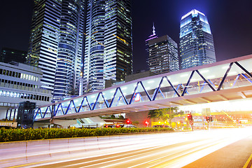 Image showing Fast moving car light in Hong Kong