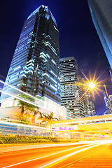 Image showing Traffic trail in Hong Kong at night