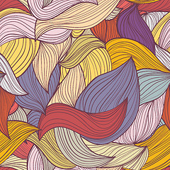 Image showing Seamless abstract hand-drawn waves pattern