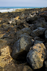 Image showing  in lanzarote  isle foam rock spain landscape  