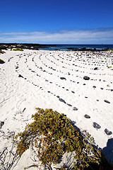Image showing spain  isle white   spiral  black rocks  lanzarote 
