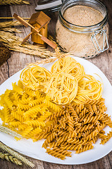 Image showing Variety of pasta, flour and rye cones