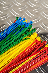 Image showing Set colored cable ties, close up