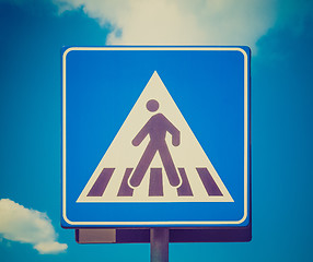 Image showing Retro look Zebra crossing sign