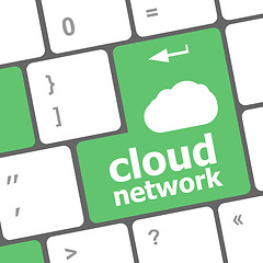 Image showing cloud network words concept on button of the keyboard