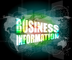 Image showing business information on digital touch screen, 3d