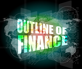 Image showing outline of finance words on digital touch screen interface