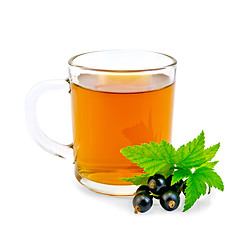 Image showing Tea with black currant in glass mug