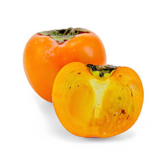 Image showing Persimmon whole and half