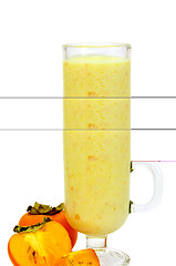 Image showing Milkshake with persimmons in goblet